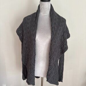 CAbi Women’s Gray Knit Long Sleeve Mid Thigh Open Cardigan Sweater Shawl M